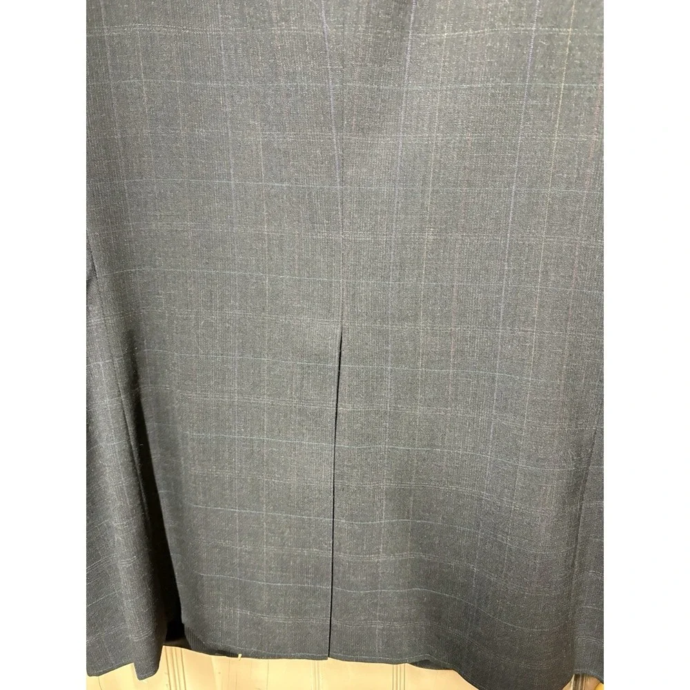 Austin Reed Blazer Suit Jacket 2 Btn Wool Gray Windowpane Plaid Tailored 44R